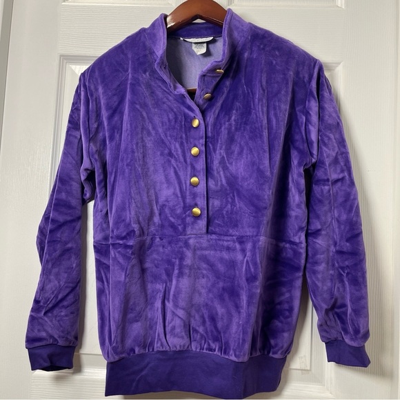 Gertrude Davenport Vintage Purple Velvet Sweatshirt size small - Picture 6 of 13